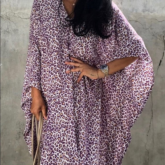 Handmade Kaftan one size fits most purple leopard - Picture 5 of 5